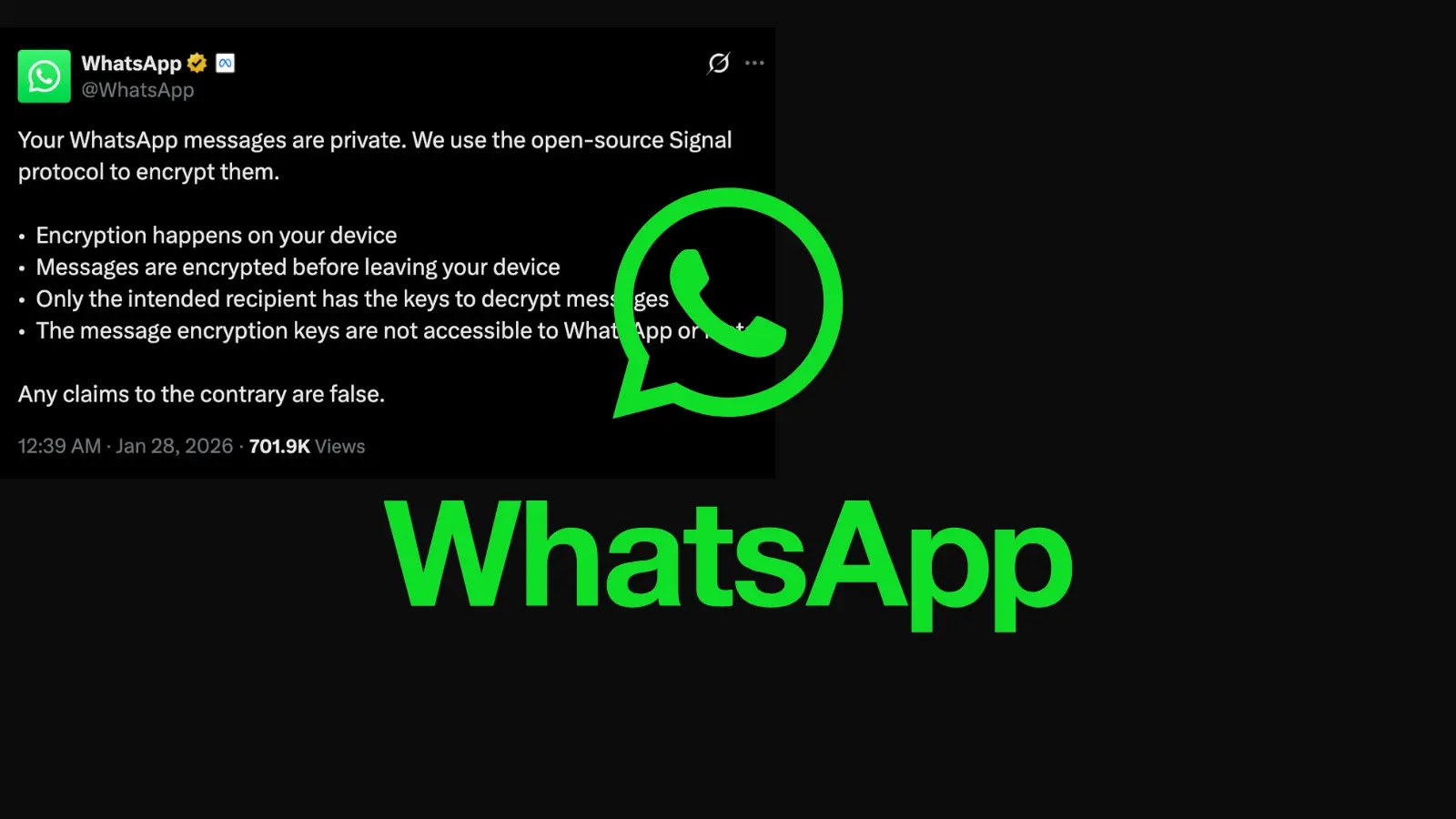 WhatsApp Denies Lawsuit Claims, Reaffirms Commitment to Encrypted Message Privacy