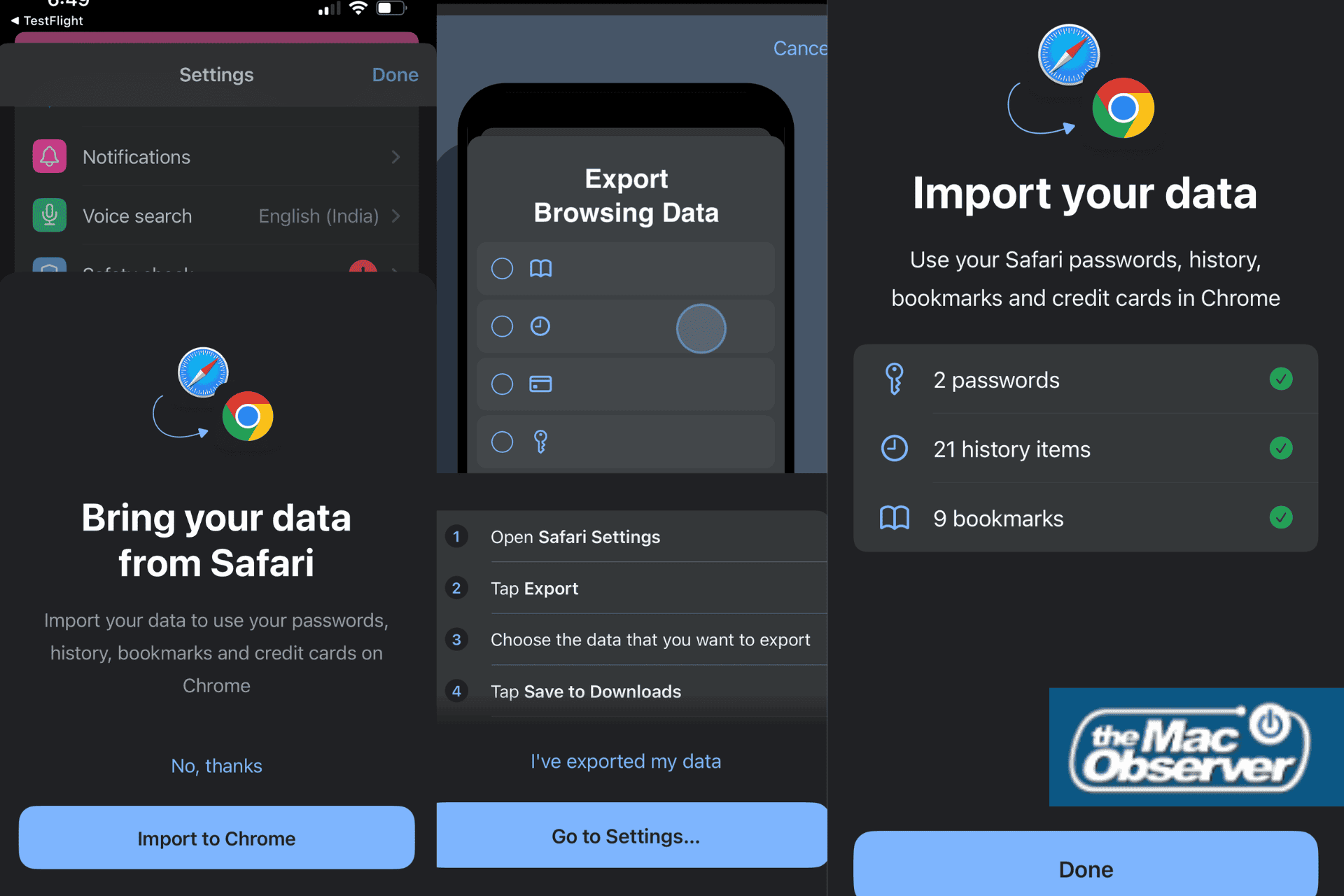 Google Introduces Seamless Safari to Chrome Data Transfer Feature for iPhone Users