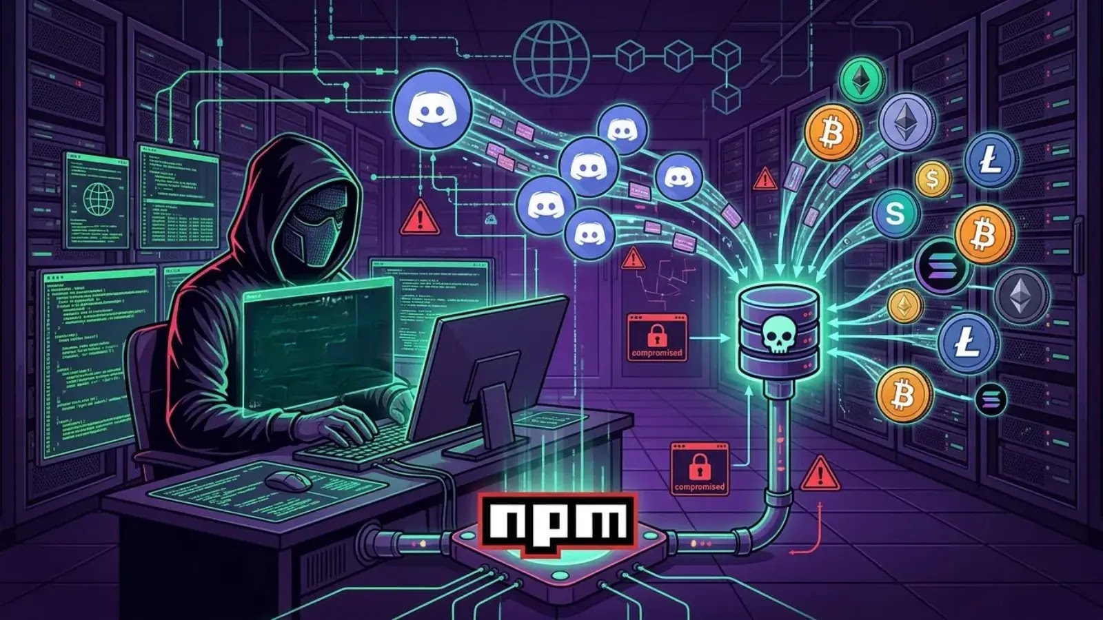 Malicious npm Packages Exploit Discord, Browsers, Cryptocurrency Wallets in Sophisticated Attack
