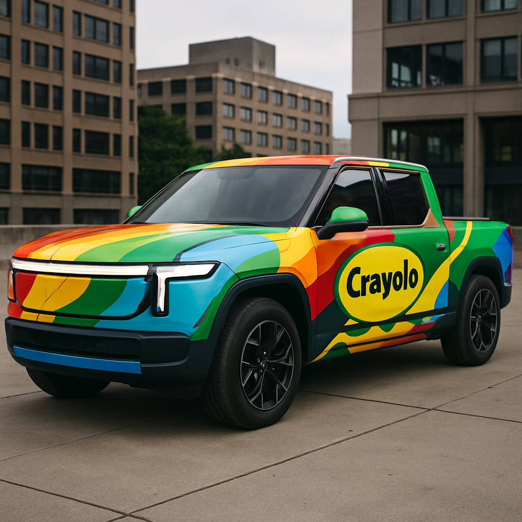 Slate Auto Partners with Crayola for Vibrant EV Truck Wraps