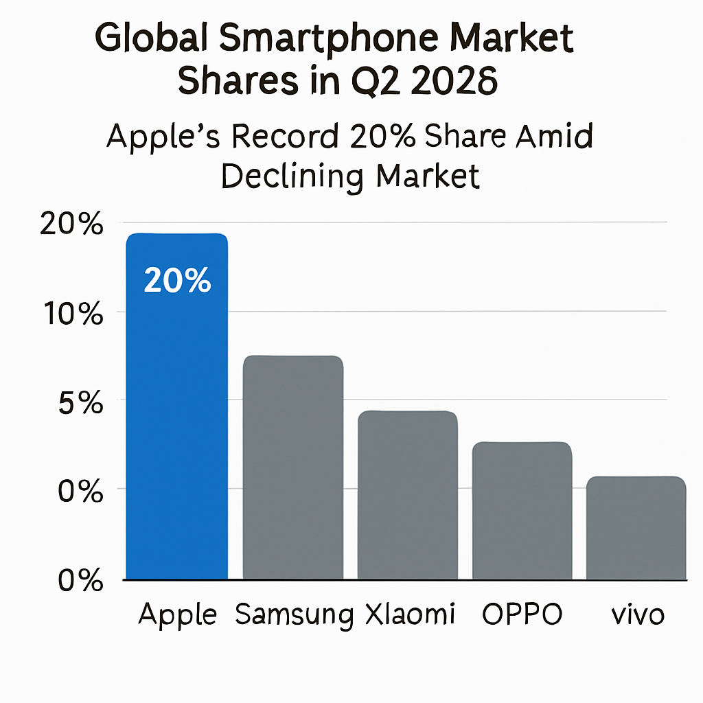 Apple Achieves Record 20% Global Smartphone Share Amid Market Decline