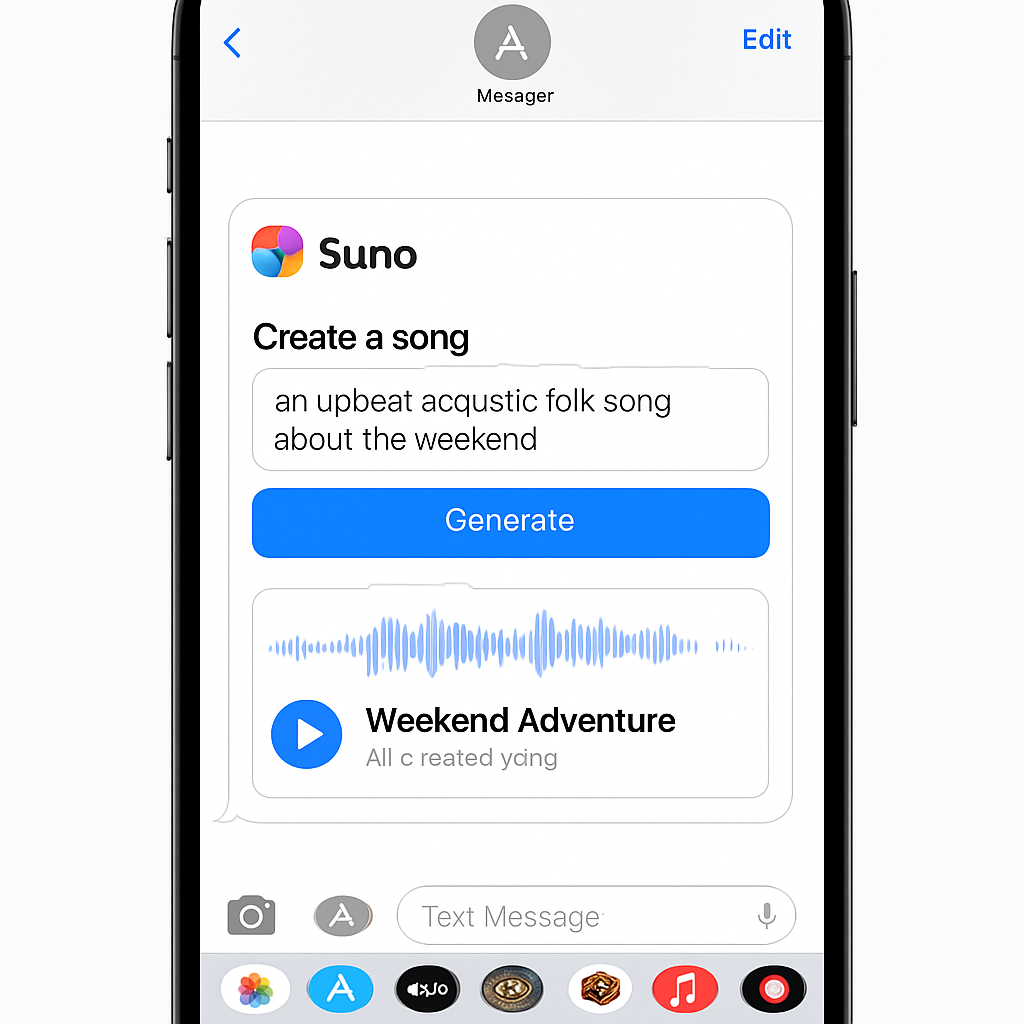 Suno Integrates AI Song Generation into iMessage for iPhone Users