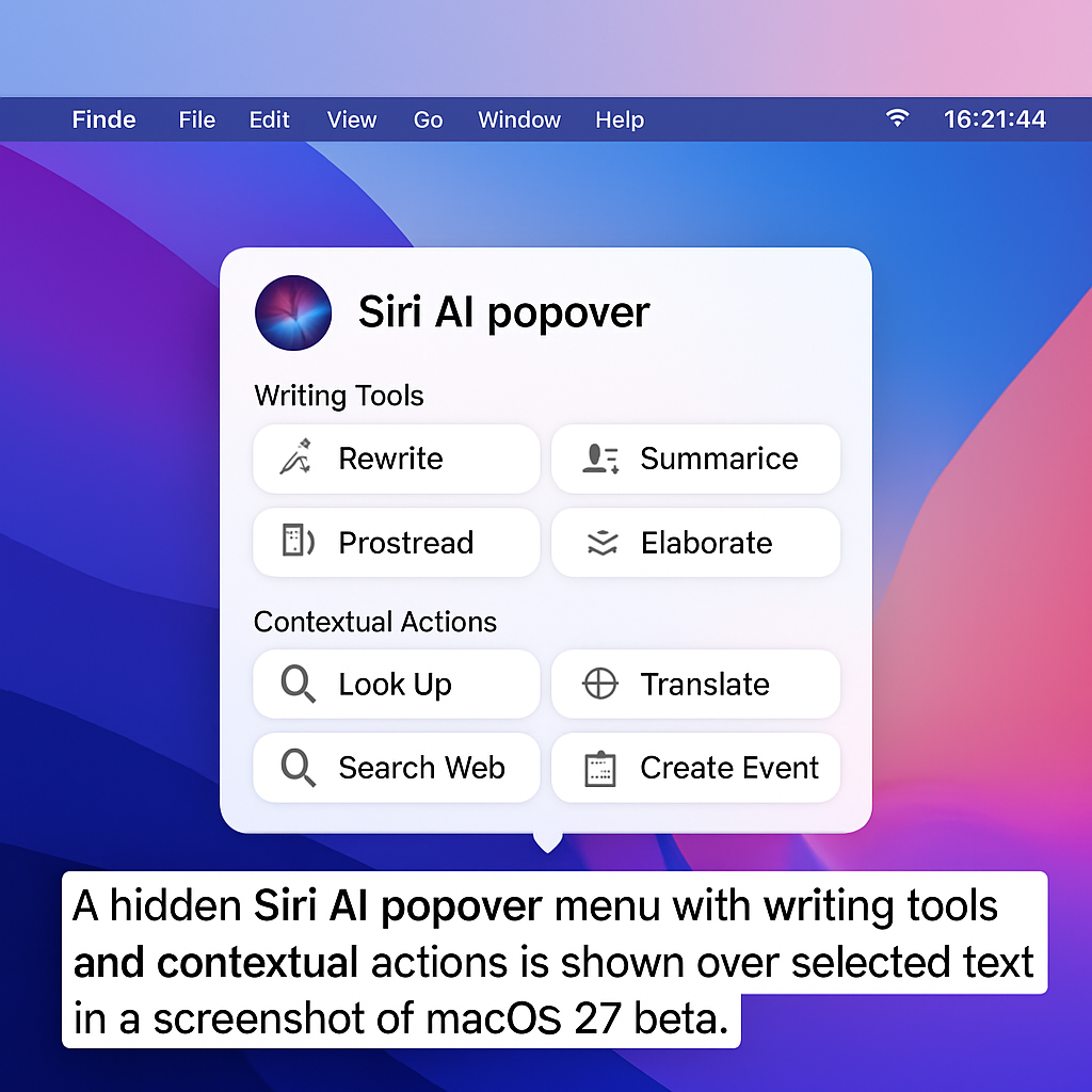 Hidden Siri Interface Discovered in macOS 27 Beta
