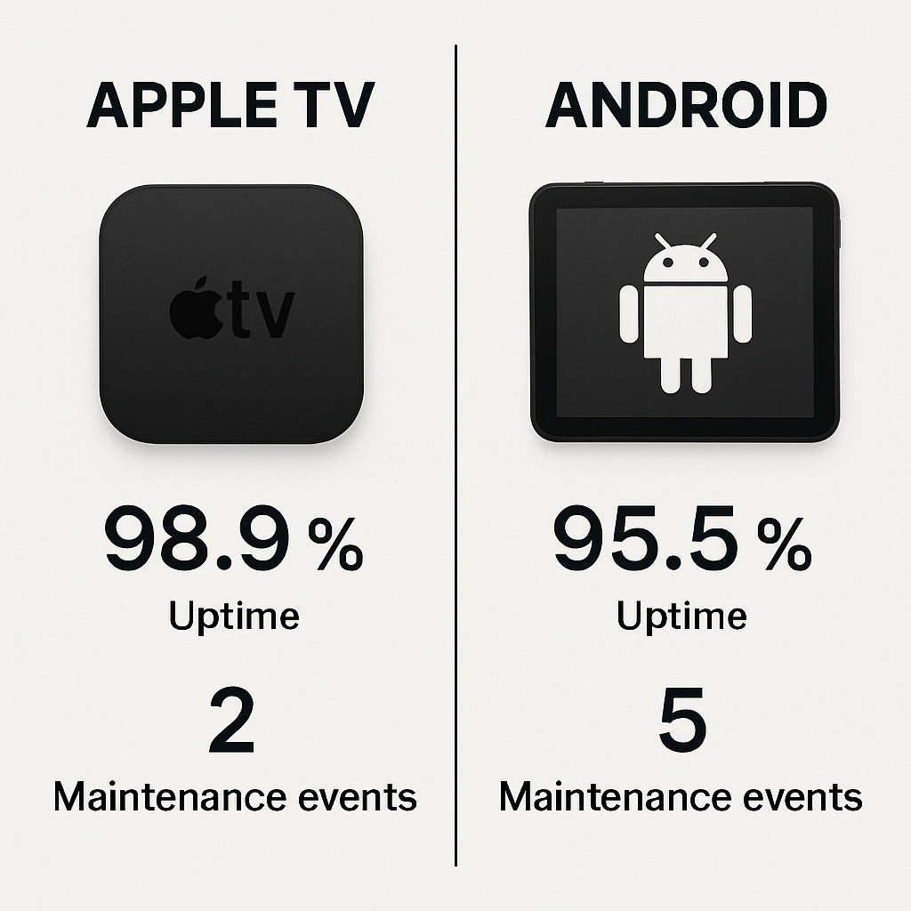 Apple TV Outperforms Android in Digital Signage Reliability
