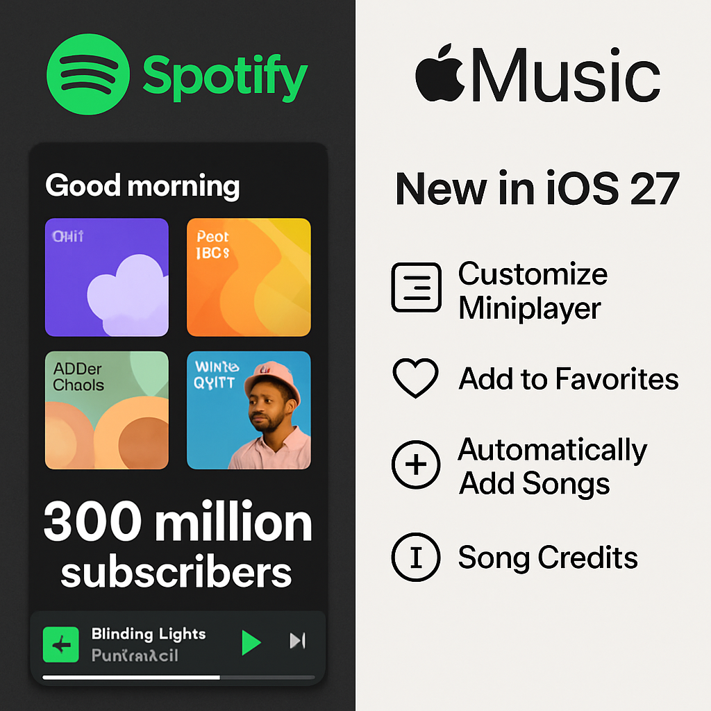 Spotify Hits 300M Paid Subscribers as Apple Music Prepares iOS 27 Enhancements