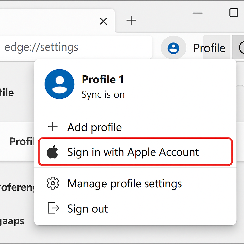 Microsoft Edge to Support Apple Account Sign-In