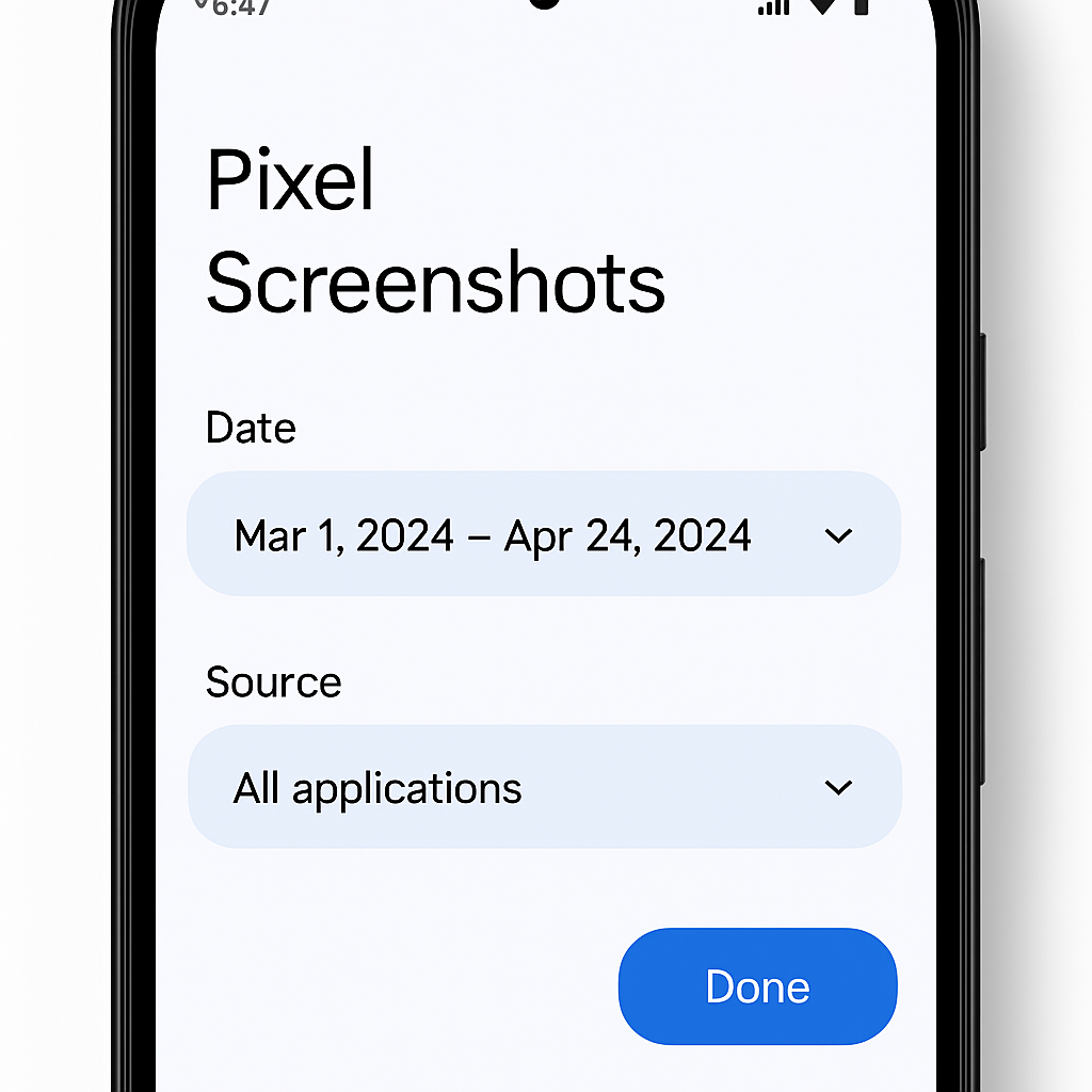 Pixel Screenshots App Introduces Date and App Filters