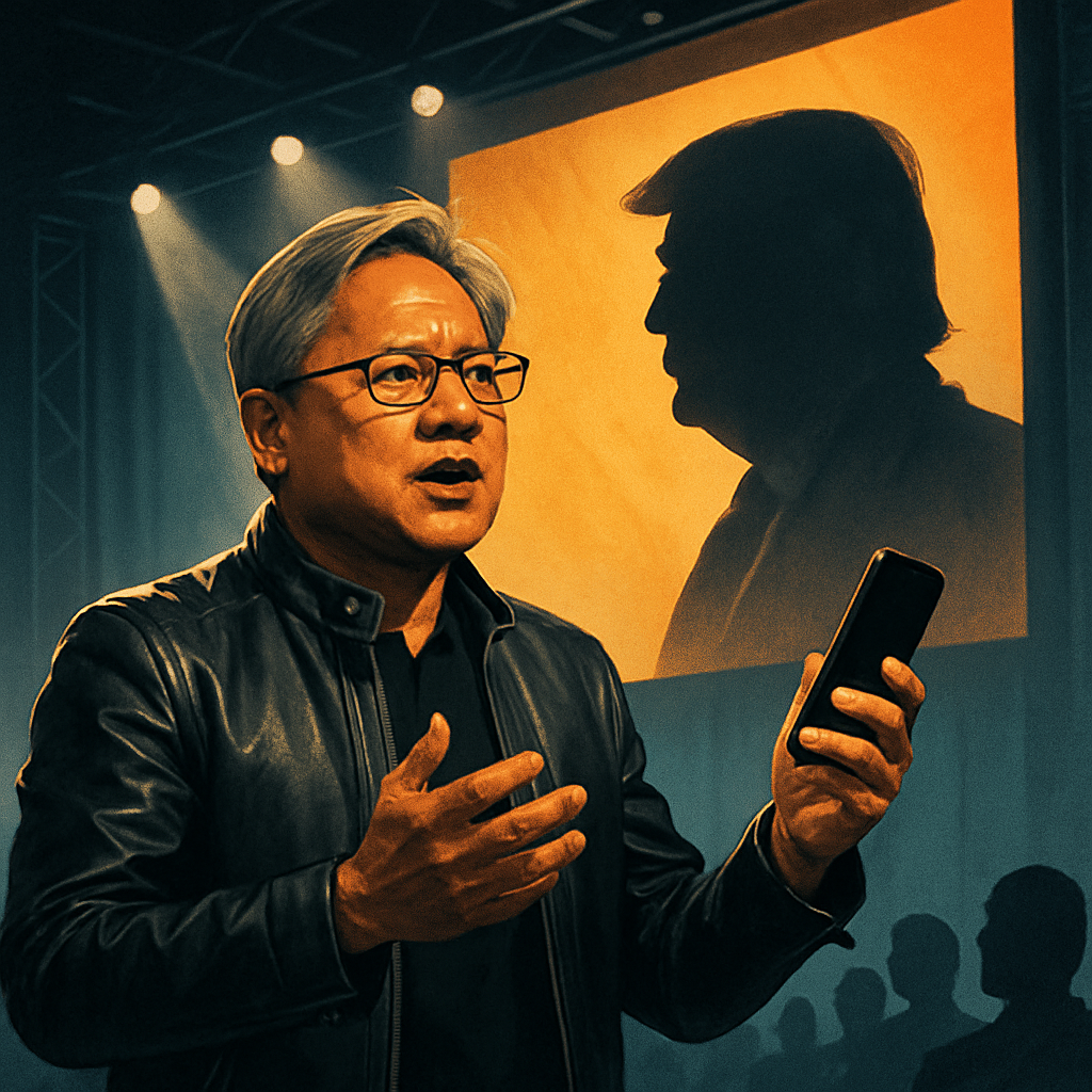 Nvidia’s Jensen Huang Pushes Back Against AI Slowdown in Live Call with Trump